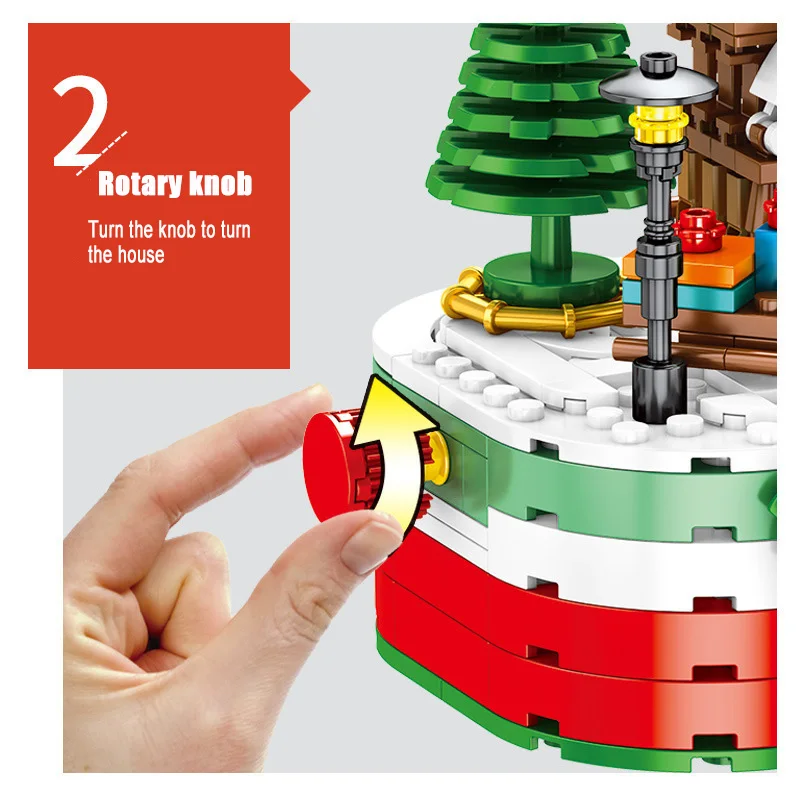 

New Christmas Tree Model Building Blocks Rotatable Music Box Bricks With Lighting Moudle Idear Creator Toys For Children Gifts