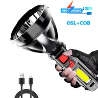 led flashlight long range flashlight with built in battery usb flashlight lantern torch 4 modes cob work light