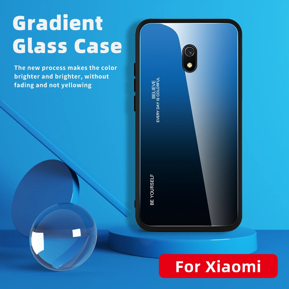 Чехол из закаленного стекла KEYSION с градиентом для Xiaomi Redmi 8A 8 7A 7 Силиконовый