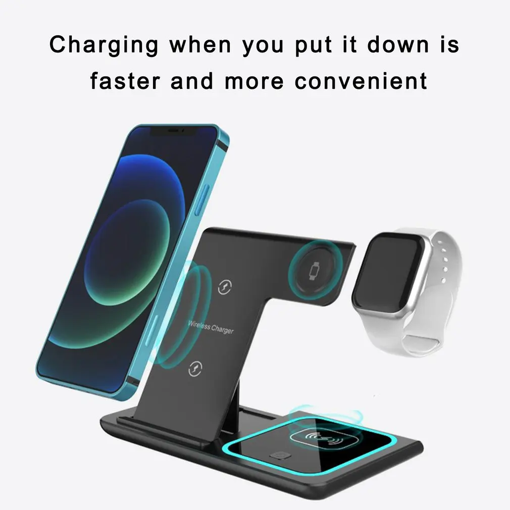 

15W 3 in 1 Qi Wireless Charger Stand for iPhone 12 11 XS XR X 8 AirPods Pro Charging Dock Station For Apple Watch iWatch 6 5 4 3