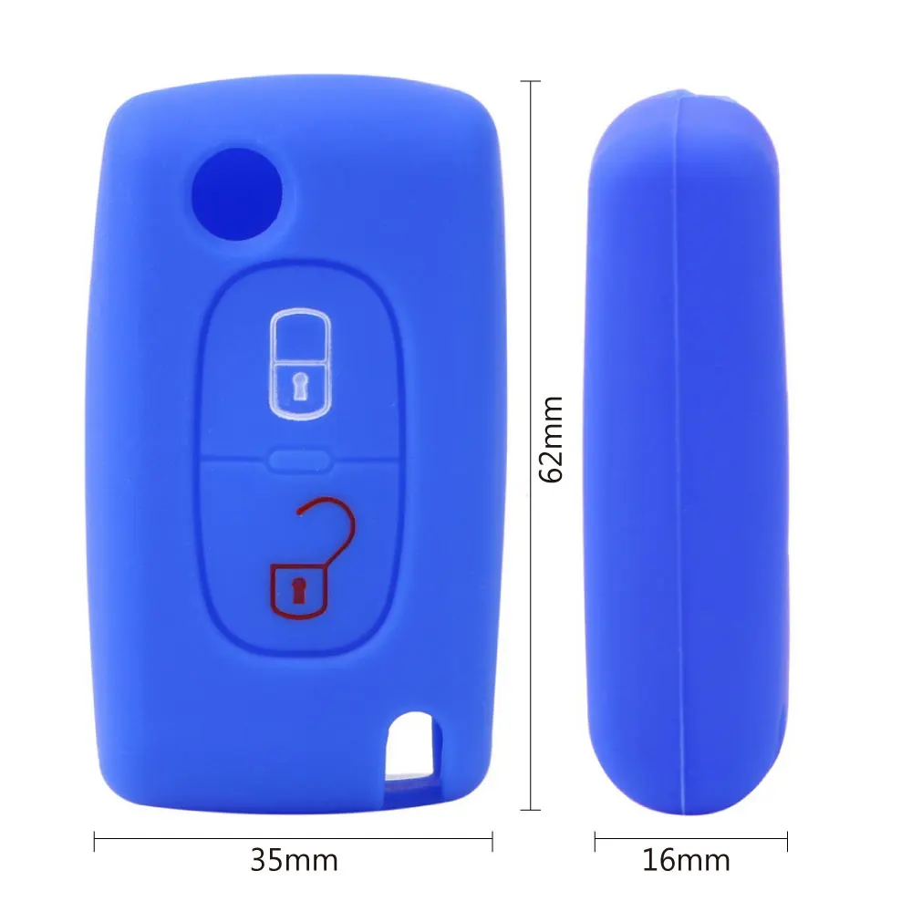 

Key Bag For Peugeot 207 307 308 407 408 For Citroen C3 C4 C4L C5 C6 Car Key Cover Silicone 2 Button Protector Cover