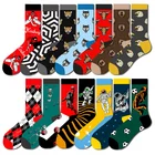 Instime1 пара дизайнерских носков с принтом головы животного, мужские забавные носки космонавта, хлопковые геометрические носки для Хеллоуина, европейский размер 39-45