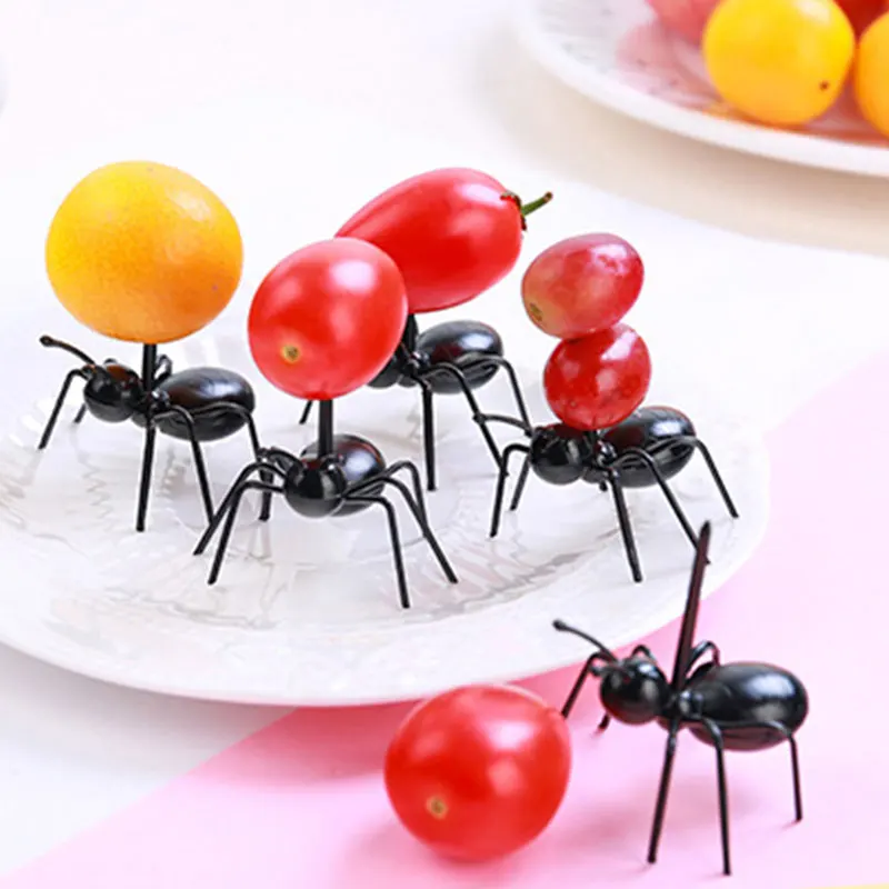12 PCS Ants Food Fruit Picks decoration Ant Shape Forks Snack Cake Dessert Tableware for Home Kitchen Party Dinner Pick | Дом и сад