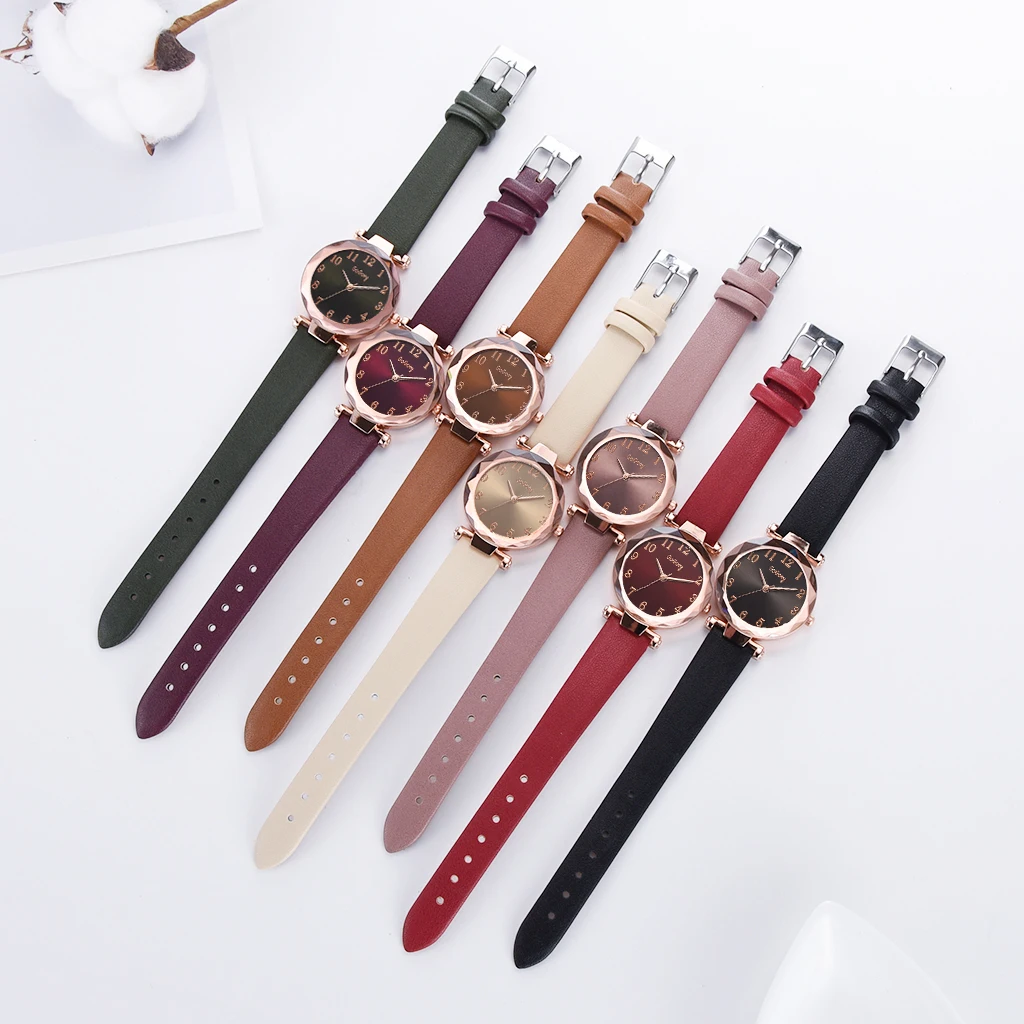 Женские кварцевые наручные часы простые розовые женские в стиле ретро Ulzzang