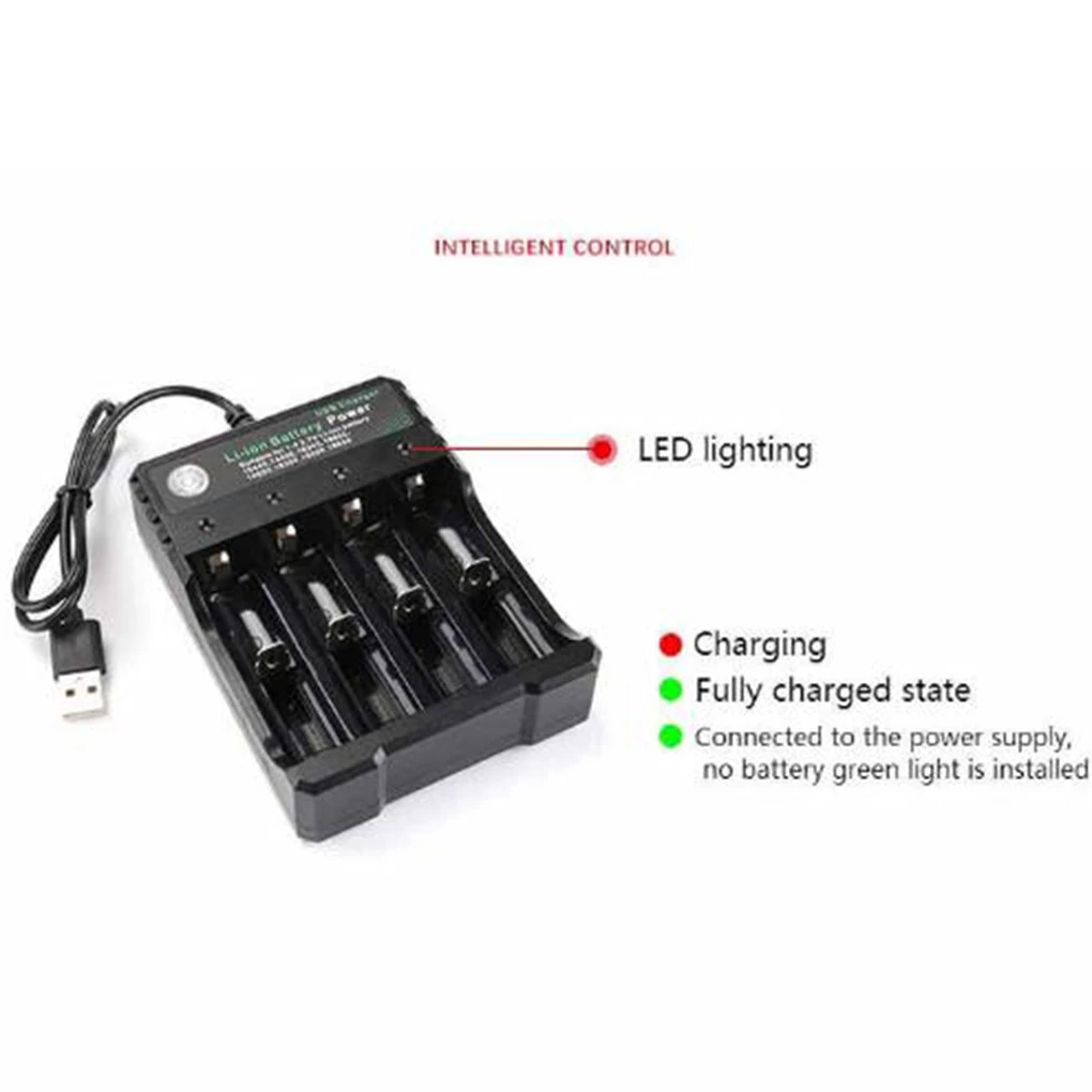

4 Slots 18650 Batteries Lithium Ion Battery Charger Portable Travel USB Charger DC 4.2V 1000mA Output