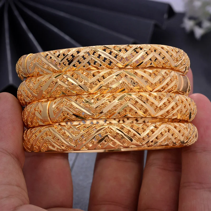 4 шт./лот высокое качество винтажные эфиопские женские браслеты золотого цвета