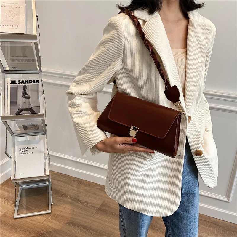 

Classic Solid Color Handbags For Women 2020 Autumn And Winter Quality PU Leather Shoulder Bag Fashion Christmas Gift Ladies Bags
