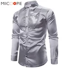 Ночной клуб блестящая Сексуальная рубашка с пайетками Мужская Роскошная гладкая рубашка смокинг Дискотека Вечеринка сценический Выпускной Рождественская рубашка для мужчин классические рубашки