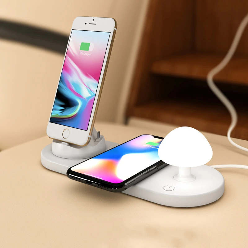 Быстрое беспроводное зарядное устройство Qi с лампой в виде грибов для iPhone 11 Pro Xs Max