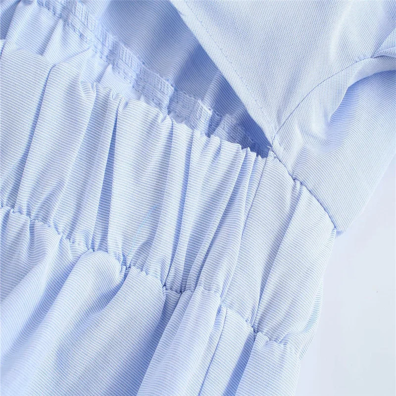 

2021 Knot Jumpsuit Women Short Sleeve Cut Out Summer Jumpsuits Fashion Elastic Wsiat Button Up Vintage Sky Blue Playsuits