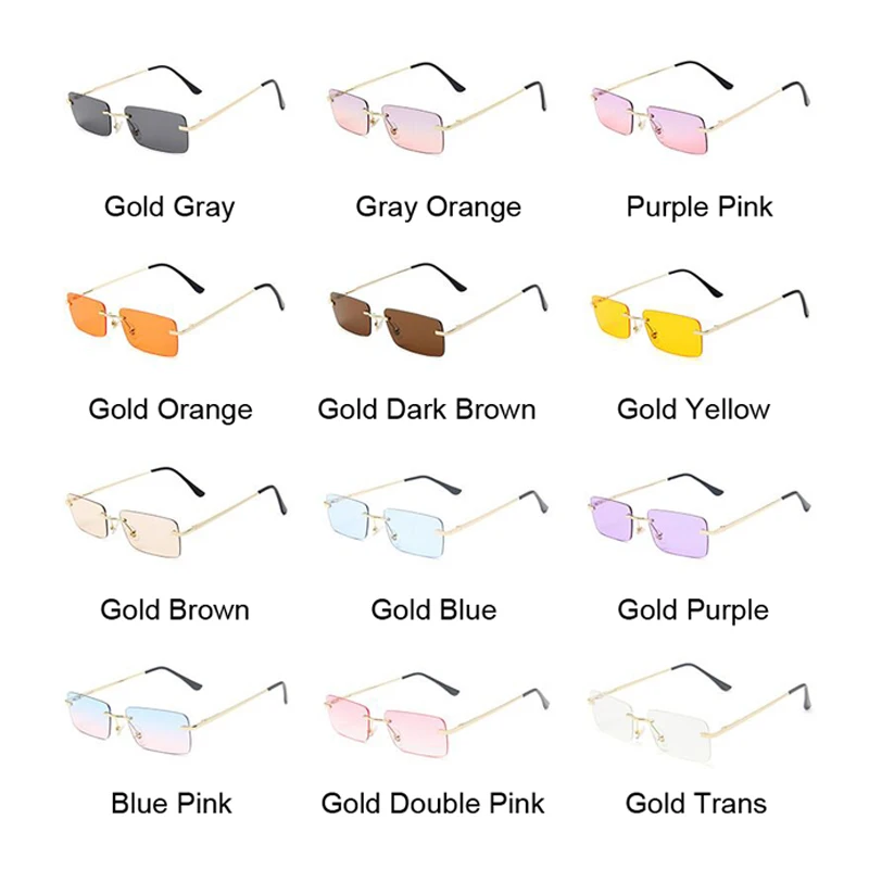 

Small Vintage Rectangle Square Sunglasses Women Colorful Metal Mirror Sun Glasses For Female Luxury Brand Fashion Oculos De Sol