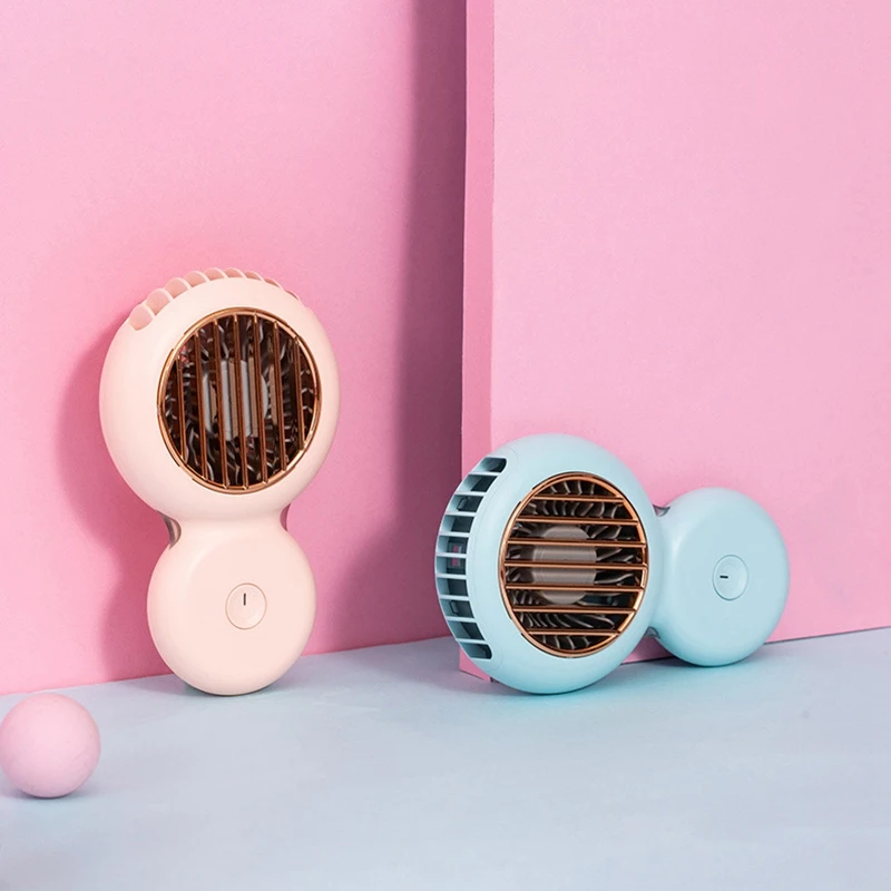 

Desk Portable Hand Hold Hanging Neckband Fan USB Rechargeable Double Fans Air Cooler Electric Desk Fan for Kitchen