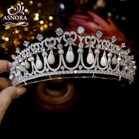 asnora new design crystals and peals zircon tiaras de noiva wedding tiara bridal crowns sweet 16 party princess tiaras