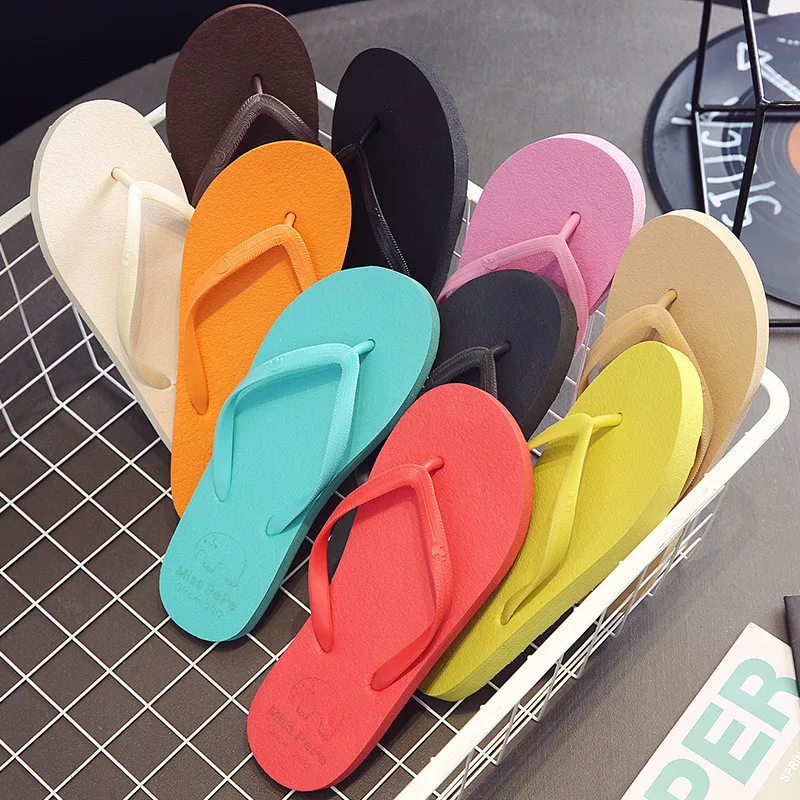 2021 Summer women Flip Flops High Quality Beach Sandals Solid Beach Slippers Anti-slip Slipper Casual Shoes Simple Home Shoes