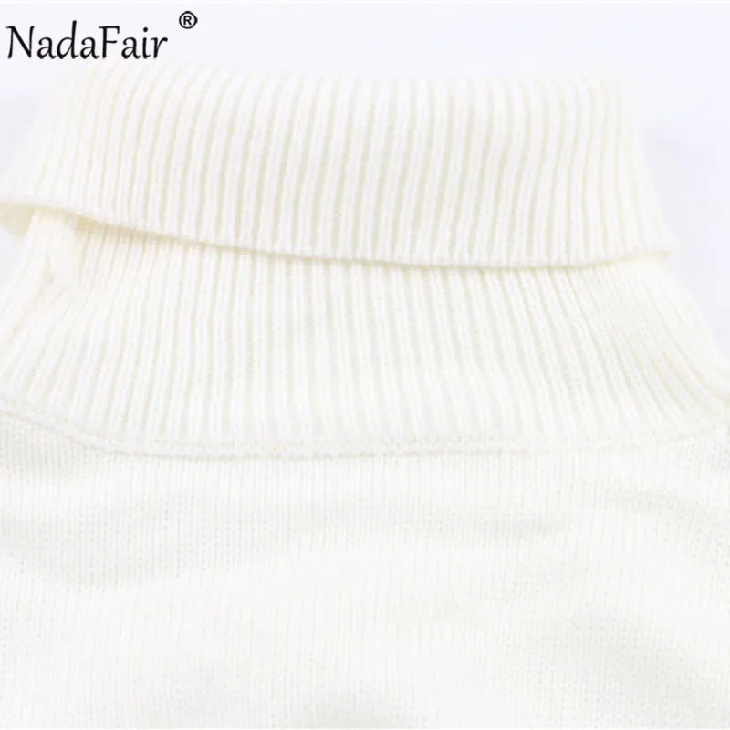 Nadafair Turtleneck Sweater 2020 Autumn Loose Casual Long Sleeve White Winter Oversized Knitted Pullover Jumper Women Sweaters | Женская