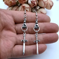 tarot earringslarge sword earrings silver platedhand earrings statement earringsgothic earringsmedieval witchy earrings