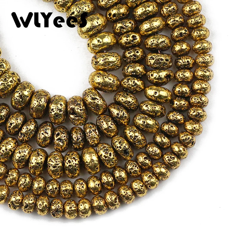 WLYeeS натуральный камень покрытие Античное золото из вулканической лавы бусины 6 8