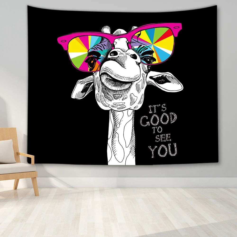 Настенный гобелен с изображением альпаки и мультяшных животных домашний декор