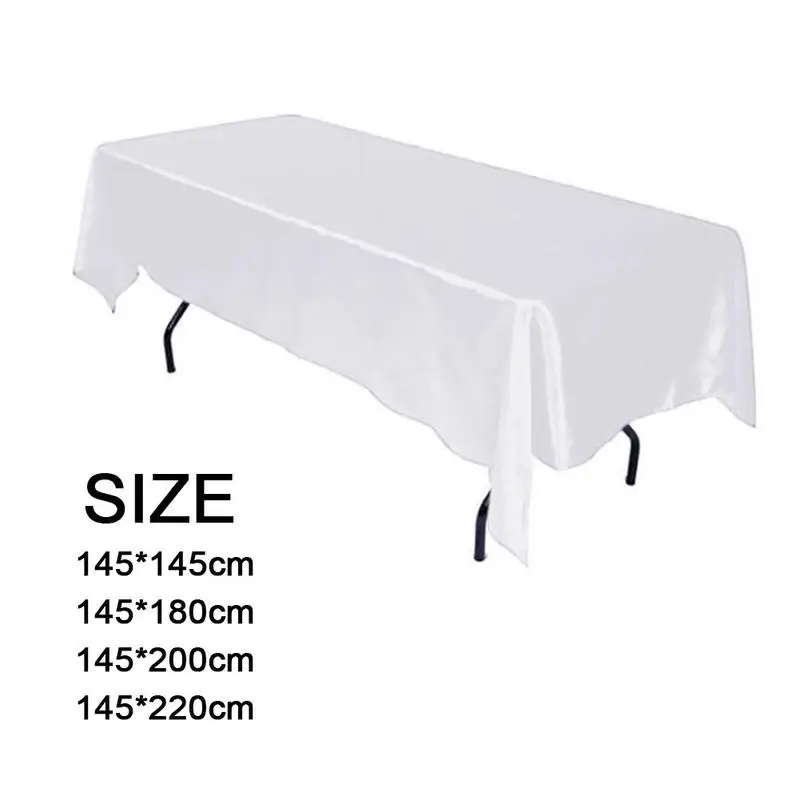 

1Pc White Tablecloth Hotel Banquet Wedding Party Pure Color Rectangle Glossy Tablecloth Dining Room Coffee Table Tablecloth