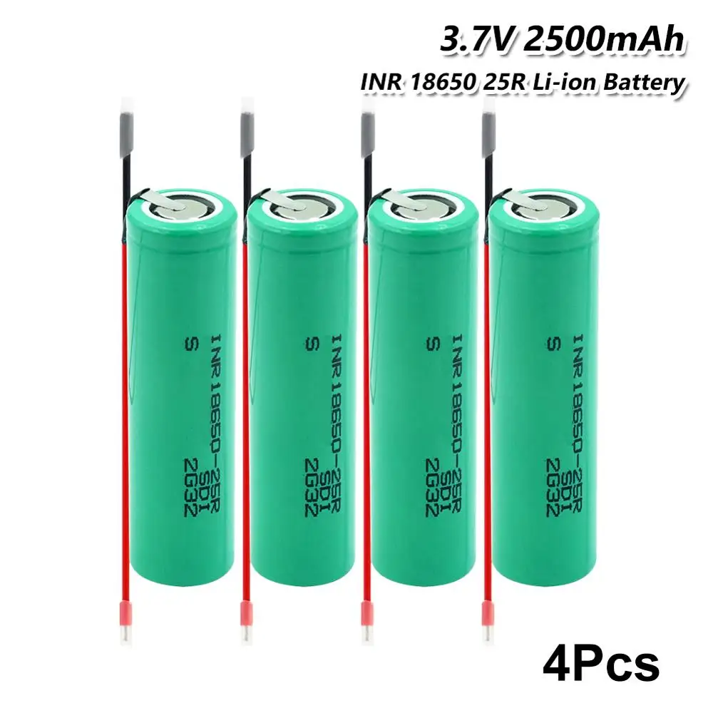 Аккумуляторная батарея 18650 2500 мАч + кабель из силикагеля для самостоятельной