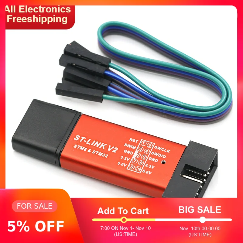 ST LINK Stlink Link V2 Mini STM8 STM32 симулятор скачать программист Программирование с крышкой