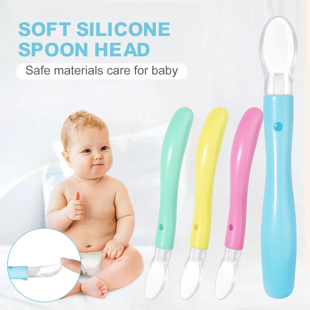 

Baby Feeding Spoons Dishes Tableware for Children Flatware Cutlery Spoon Silicone Tools for Patch Work lot Soup Ladle