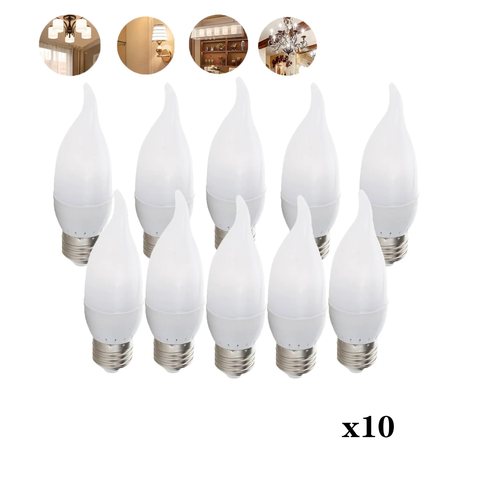 10X E12 / E26 / E27 / E14 / B22 / B15 Dimmable 2835 SMD Flame Chandelier Bulb LED, Replace 25W Halogen, for Home Decorate