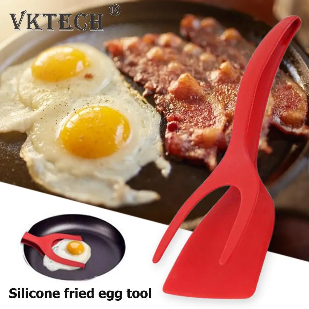 

2 In 1 Grip Flip Tongs Egg Spatula Tongs Clamp Pancake Fried Egg French Toast Omelet Overturned Turner Kitchen Accessories