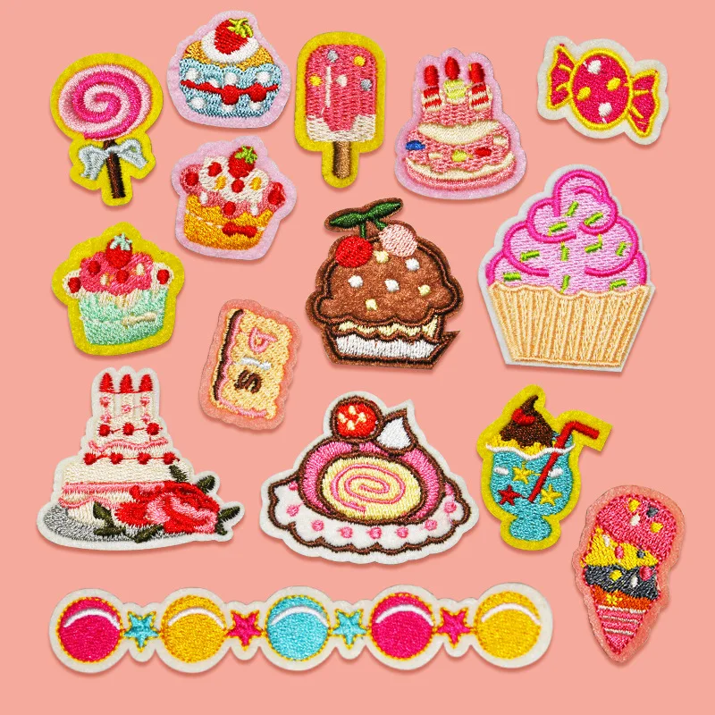 

100pcs/lot Embroidery Patch Letter Cake Candy Ice Cream Clothing Decoration Sewing Accessories Diy Iron Heat Transfer Applique