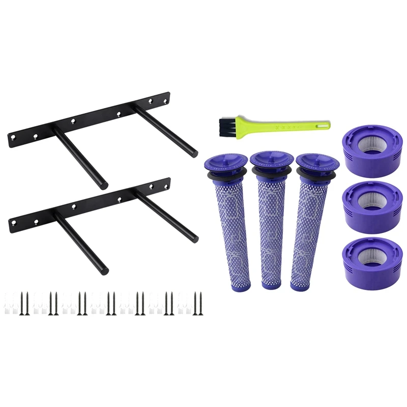 

2Pcs 12 Inch Black Floating Shelf Bracket Blind Shelf Supports Brackets & 6 Pack Vacuum Filter Replacement Kit