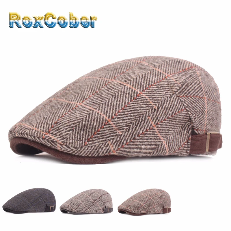 Осенне зимние теплые плоские кепки RoxCober винтажная кепка газетчика модные береты