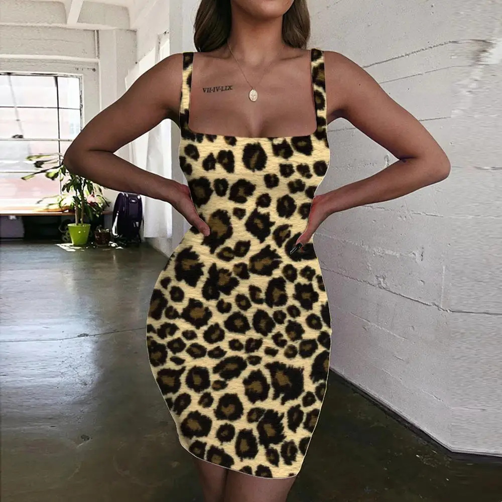 

Женское леопардовое платье Giyu, уличный сарафан, арт-платье, сексуальное облегающее платье в стиле Харадзюку, женская одежда, новая пляжная м...