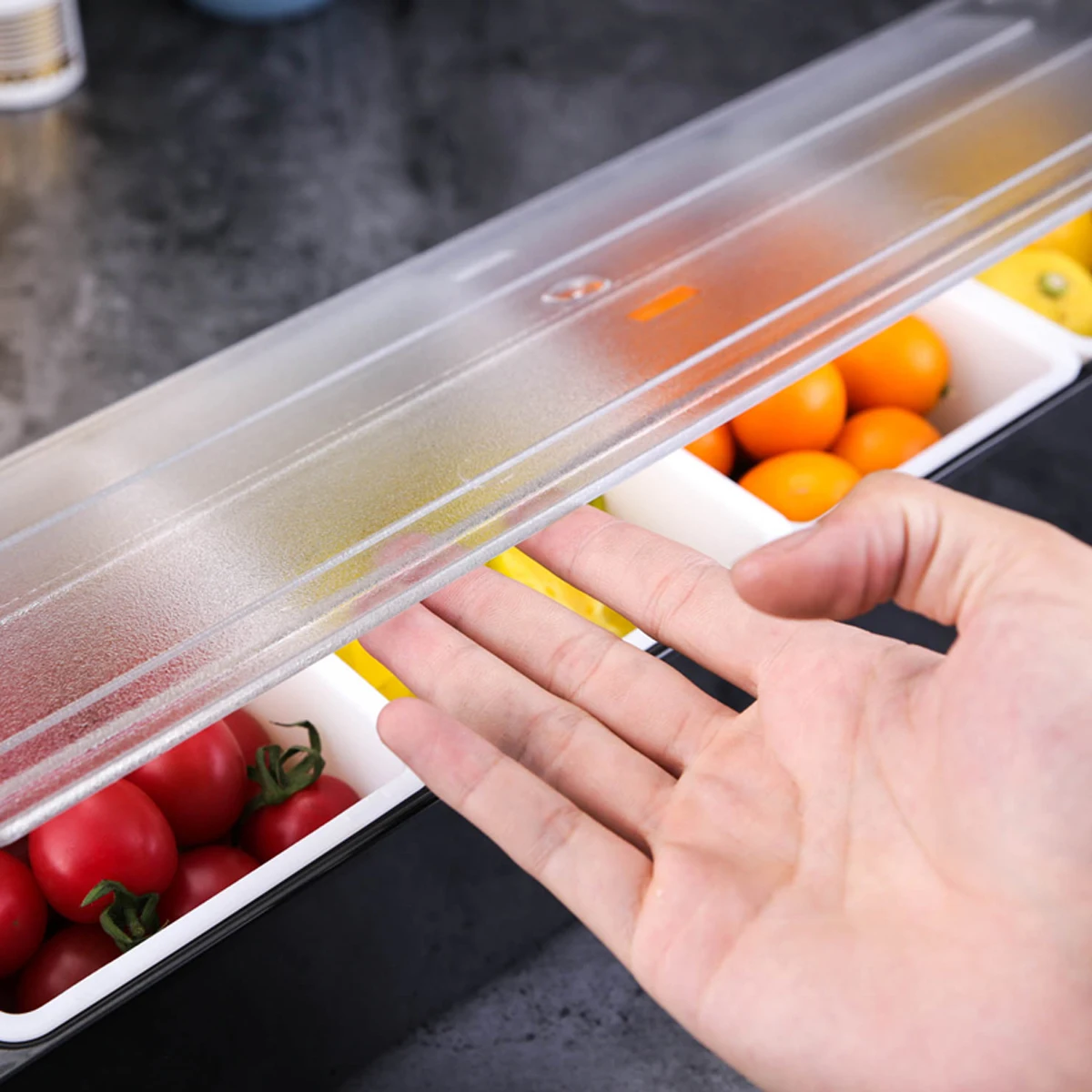 

Kitchen 6 Compartment Seasoning Case Bar Condiment Box Holder Bar Drinks Fruit Garnish Cocktail Lime Lemo