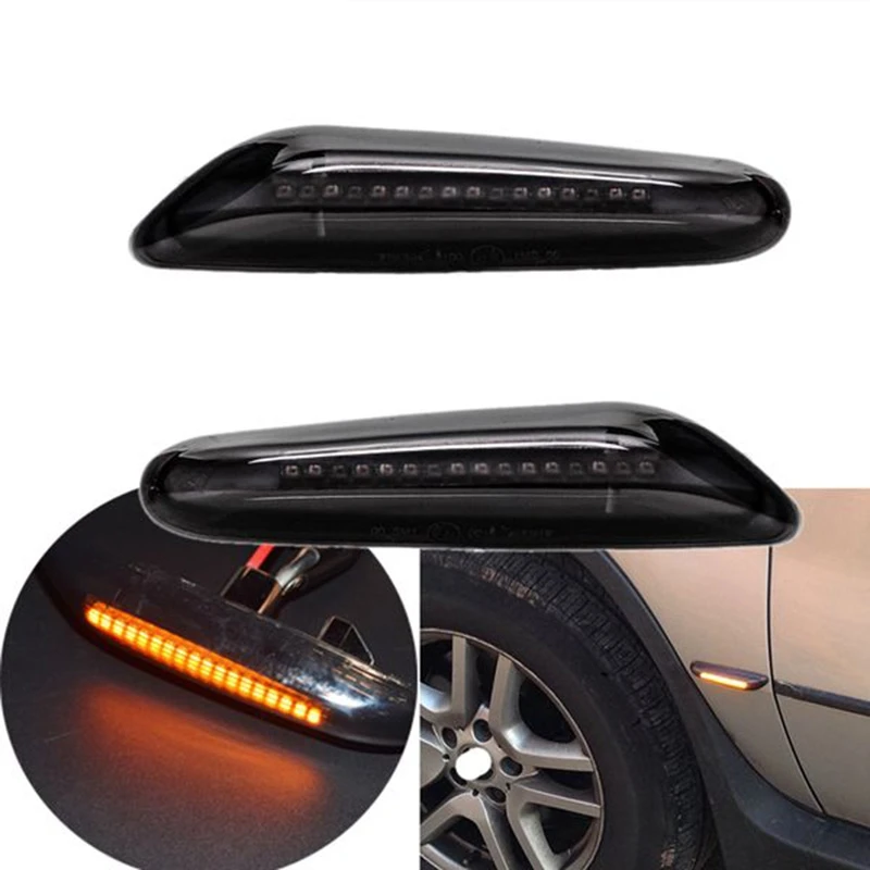 

Left + Right Car Turn Signal Black Front Side Marker Lamps for-BMW 1 3 5 X Series E36 E53 E91 E61 E83 E93