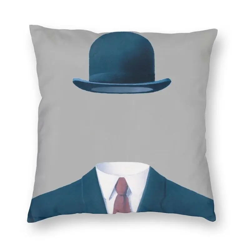

Мужская шапка-котелок от Rene Magritte, наволочка для дивана, гостиной, чехол для Квадратной Подушки в стиле сюрреалиста, 40x40 см