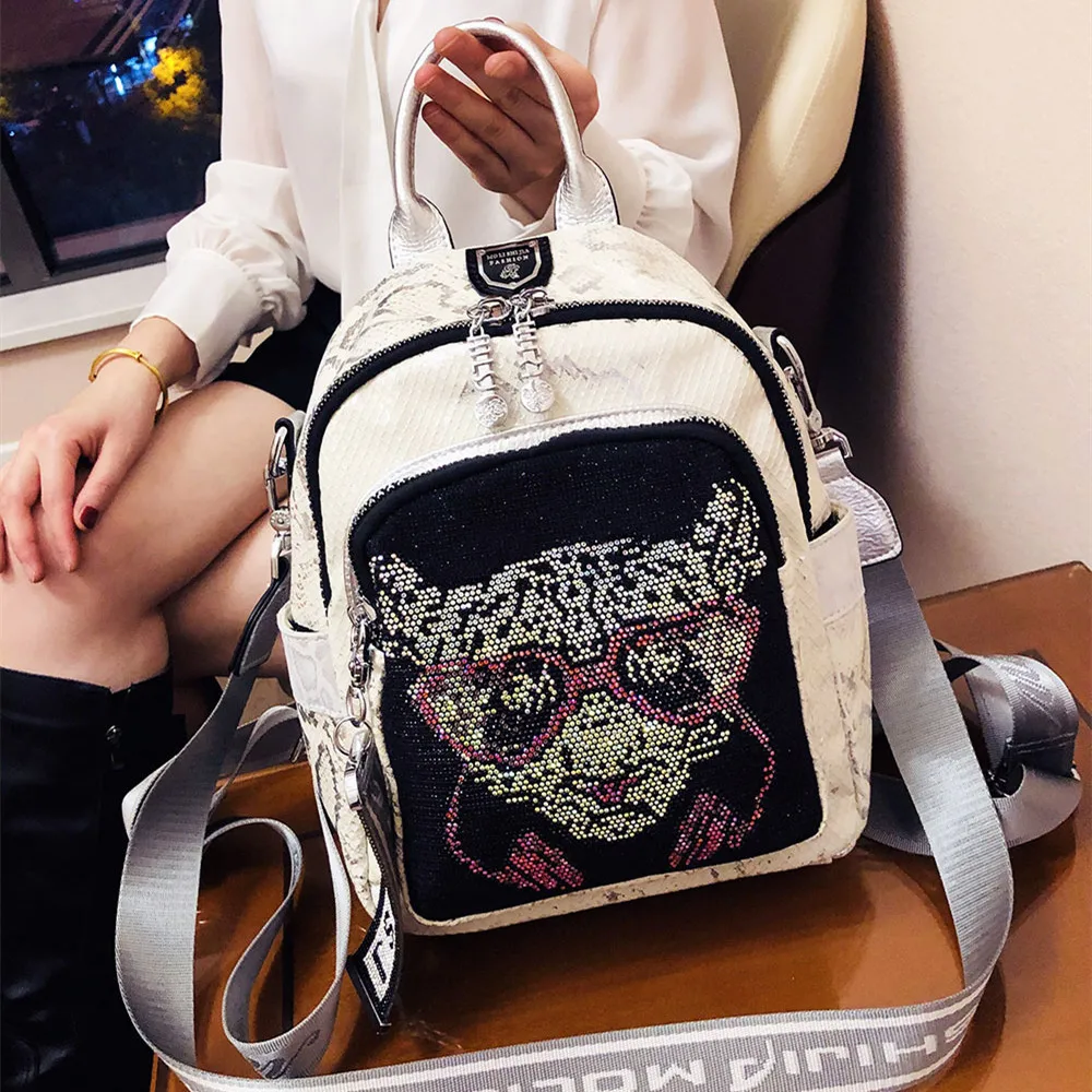 

Bags for Women 2021 New Diamond-studded Large Capacity Casual Fashion Dual-use Travel Backpack Mochilas Feminina Bolso Mujer