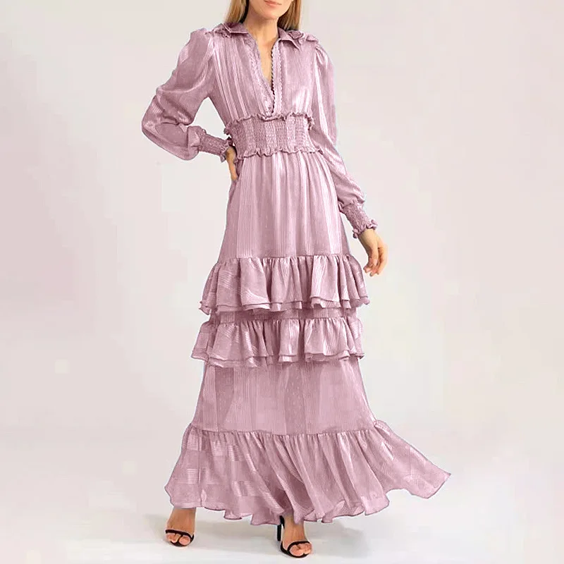 

Женское вечернее платье с длинным рукавом, модельное элегантное ТРАПЕЦИЕВИДНОЕ платье в полоску с золотым протектором и высокой талией для...