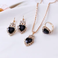 4 pieces set luxury necklace set engagement ring earrings pendant beautiful rose gold wedding jewelry set