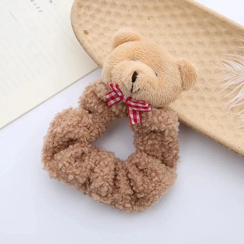 

Korean girl cute rabbit bear doll hair ring large intestine ring tie hair head rope headdress doll hair accessory