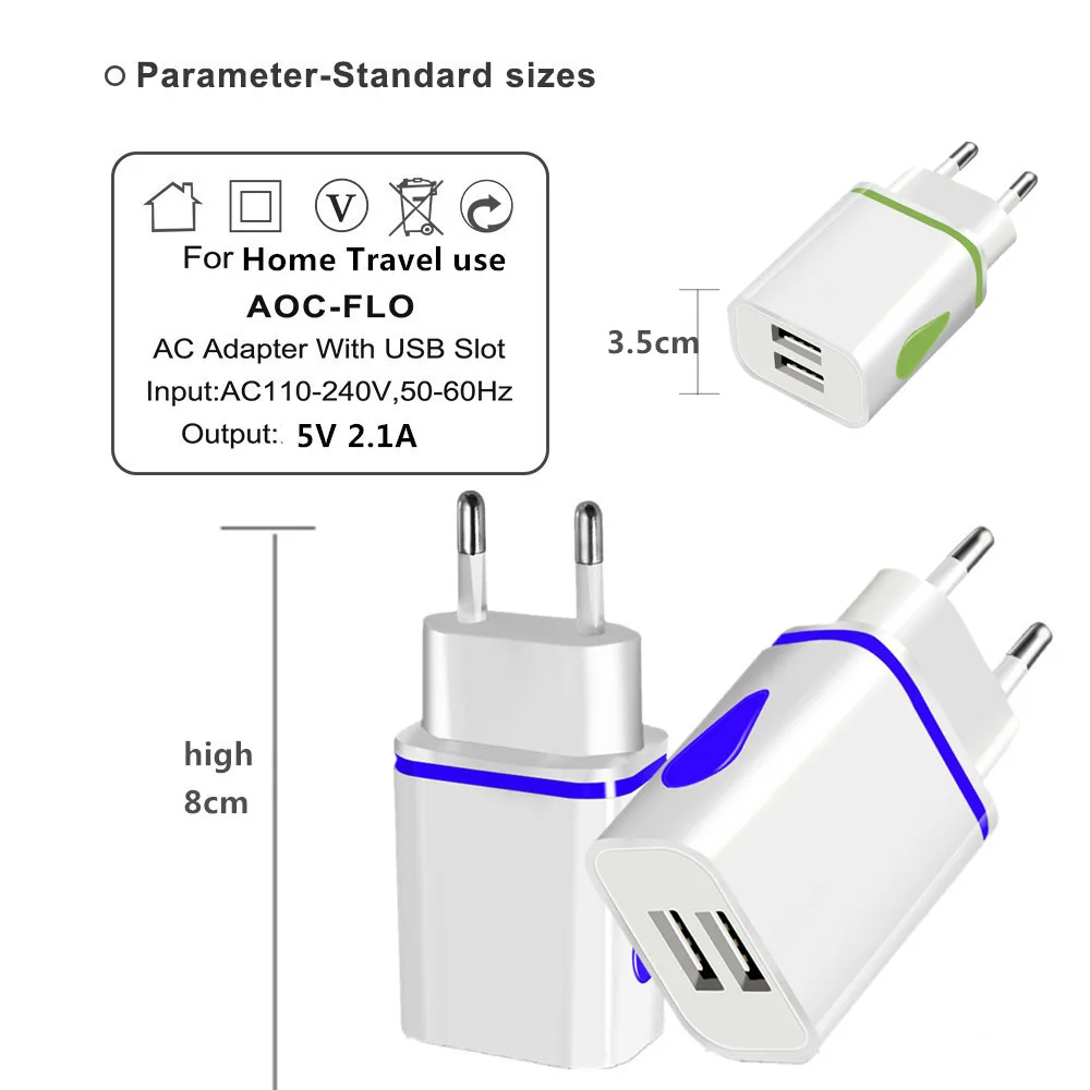 Зарядное устройство USB с двумя usb портами 5 В 2 А|Зарядные устройства для телефонов|