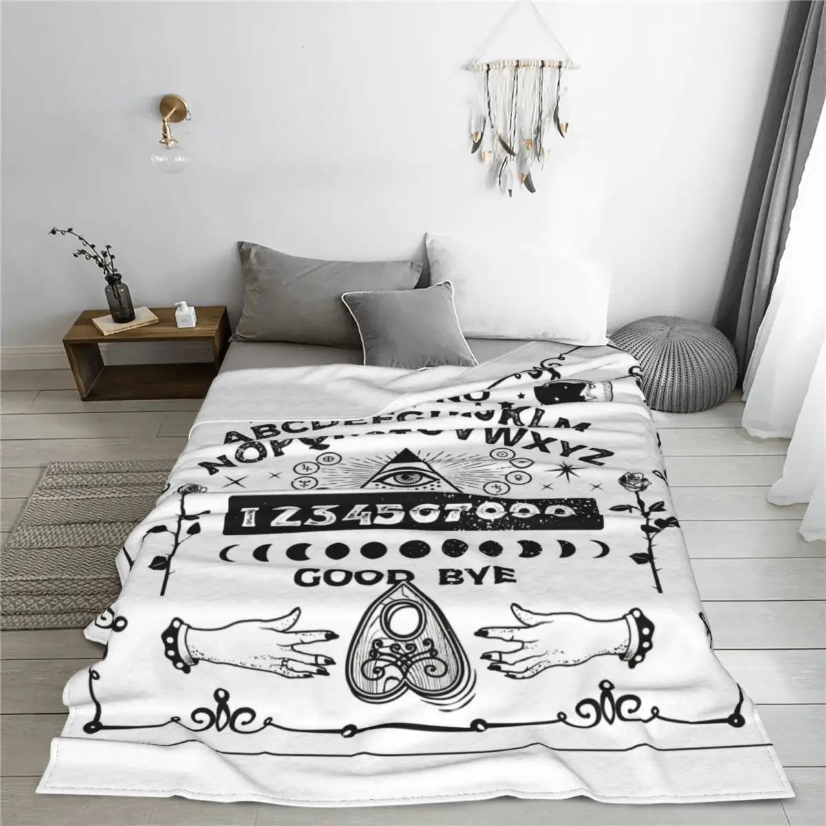 Ouija Board Occultism Halloween Blanket Cover Demon Eye Sun and Moon Mystical Flannel Throw Bed Soft Warm Bedspreads | Дом и сад