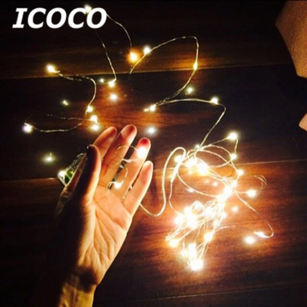ICOCO 10 м 33 фута 100 светодиодный s AA на батарейках lexible медный провод струнный