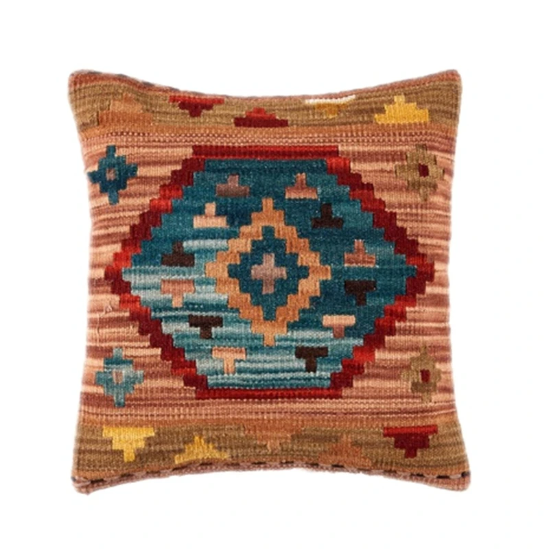 Шерстяная подушка с цветочным рисунком Kilim наволочка ручной работы Тканые