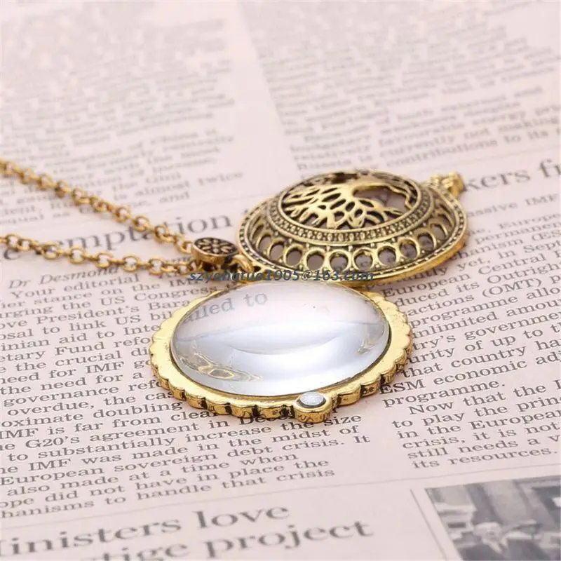 

Vintage Chain Magnifying Glass Hot Necklace Pendant Grandma Gift Metal Antique Gold Necklace Magnifier Fashion Creative Gifts