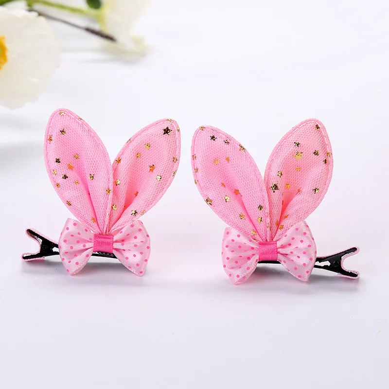 2 шт./компл. для маленьких девочек Заколки волос ручная работа Кролик уха заколки