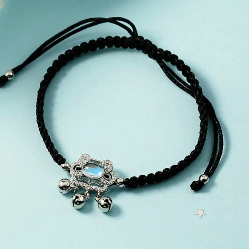 Роскошный браслет KOFSAC из красной веревки с геометрическим замком и стразами