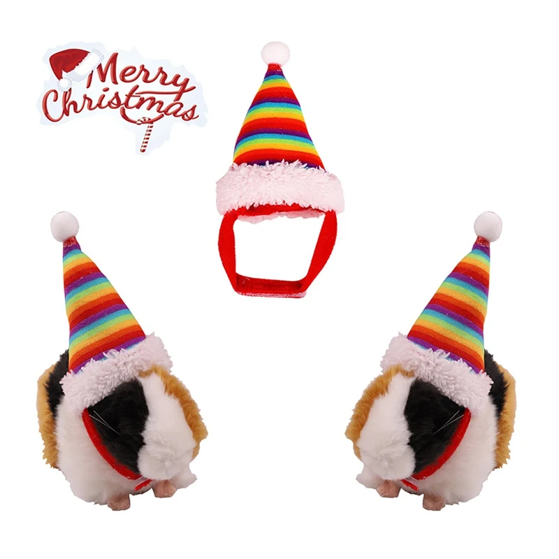 

New Christmas Hat Rabbit Hamster Santa Claus Cap Pet Headwear Accessories Guinea Pig Rats Kitten Puppy Small Animal Hat 2022