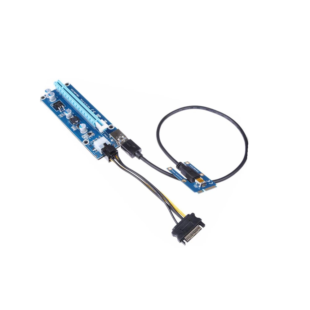 

PCI-E 1x до 16x видеокарта удлинитель карта для майнинга кабель удлинителя с 6-контактным кабелем питания 60 см USB 3,0 порт