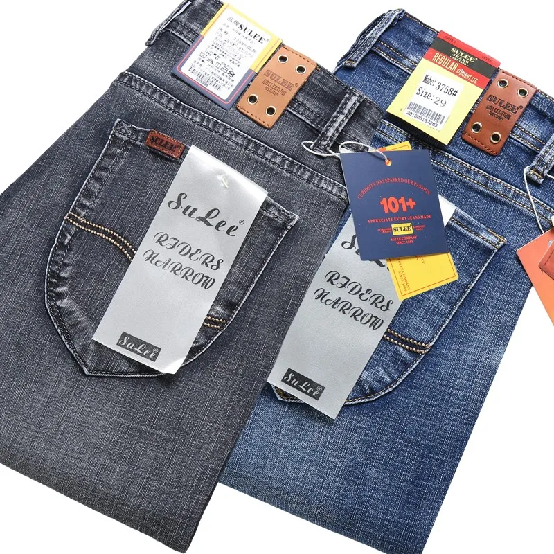 

2021 SULEE Top Brand New Men's Jeans Business Casual Elastic Comfort Straight Denim Pants Male High Quality Brand Trousers
