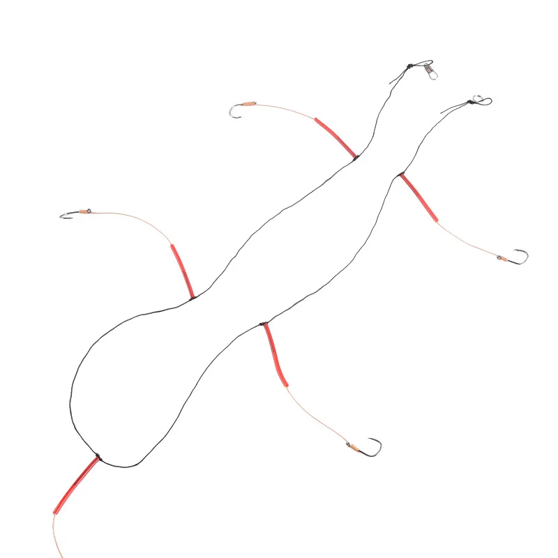 5Pcs 8# Fishhooks Stainless Steel Rigs Swivel Fishing Tackle Lures Pesca Baits Single Combination String Hook With 5 Small | Спорт и